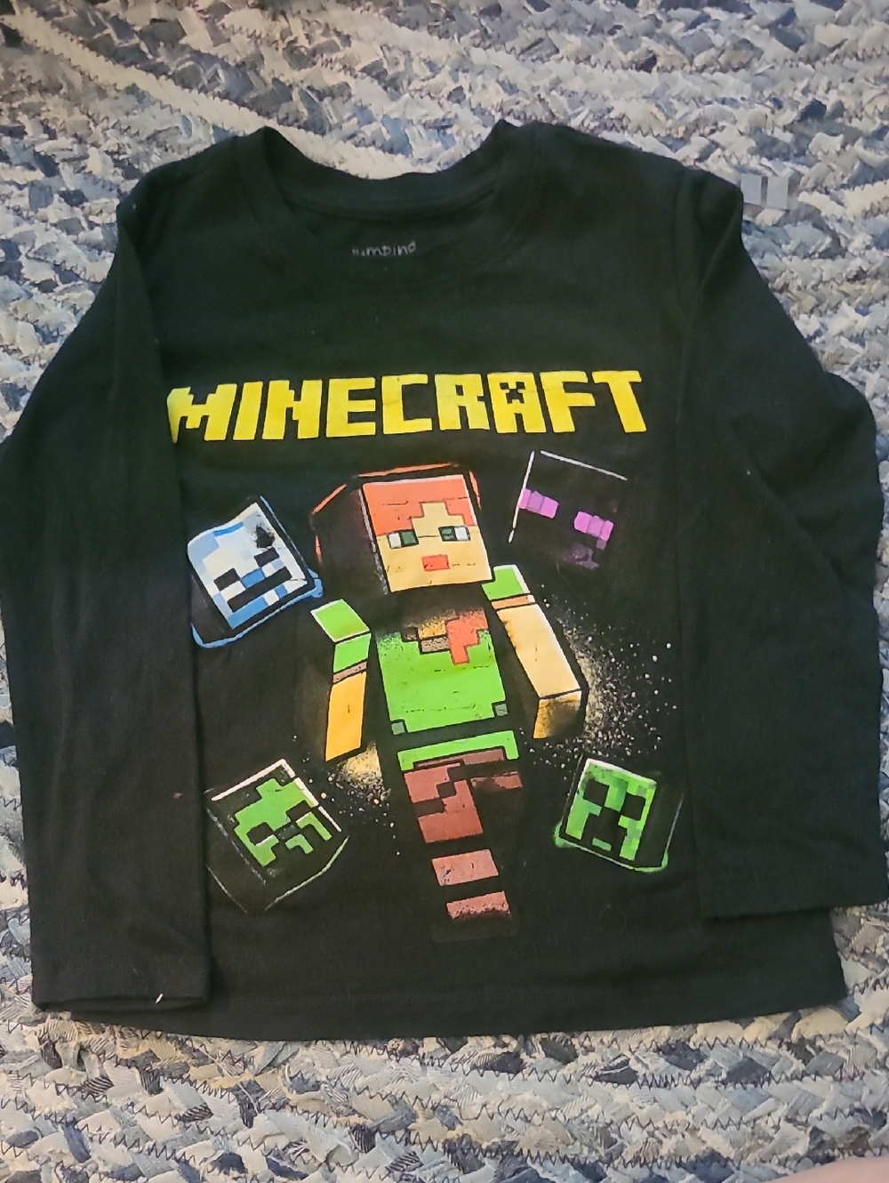 jumping beans Black Minecraft Long-Sleeve Tee with Yellow Logo